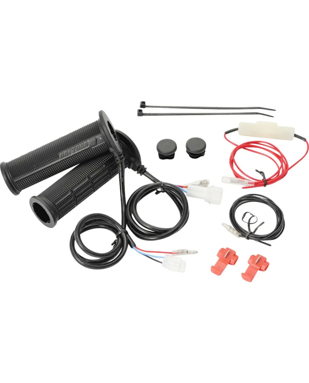 Daytona heated grips, 4-stage with button directly in the grip, 33mm grip diameter, for 22mm handlebars (open, order item 40089/40093 if necessary), grip fl. 120mm